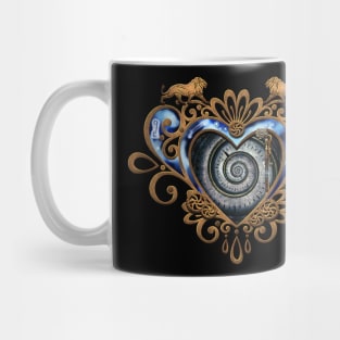 Wonderful steampunk heart with clocks gears and lion Mug